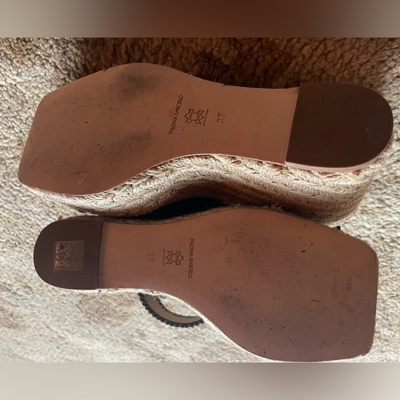 Paloma Barcelo Rafia Wedge Ankle Strap Heel 37 - Picture 6 of 10